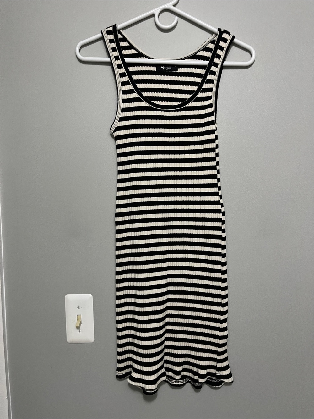 Michael Lauren Striped Rib-Knit Tank Dress